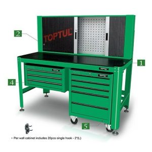 TABLE DE TRAVAIL EN COIN A 3 ELEMENTS AVEC ROUES