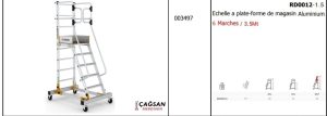 ECHELLE A PLATE-FORME DE ?MAGASIN ALUMINIUM 3.5MT/6MARCHES