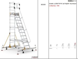 ECHELLE A PLATE FORME DE MAGASIN ALUMINIUM 12MARCHE /5MT